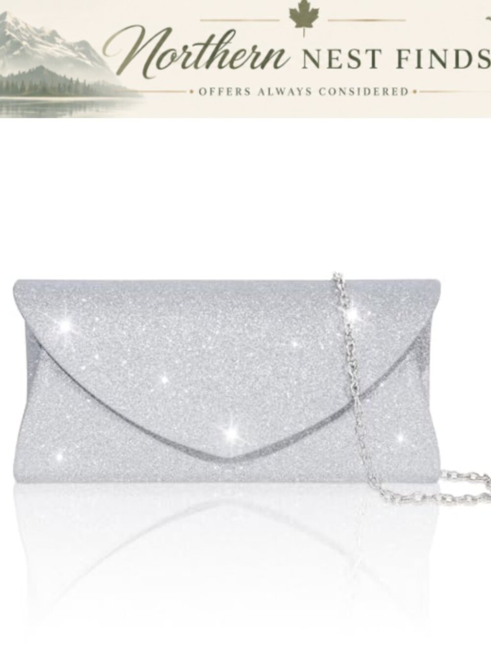 Glitter Envelope Clutch with Chain Synthetic Evening Bag Formal Wedding